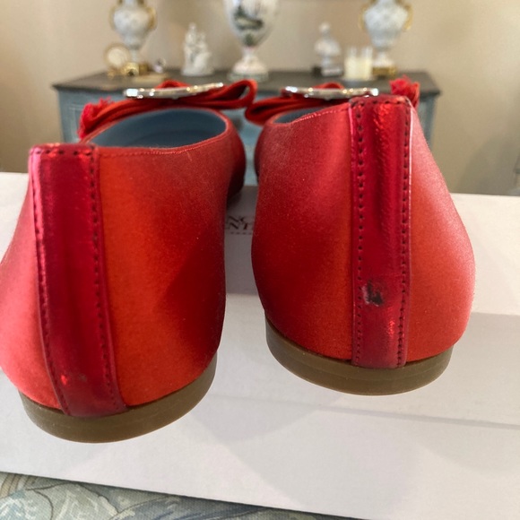 SOLD: Frances Valentine Frances 2 Red Satin Flats - Picture 8 of 12
